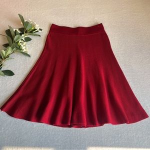 Women’s Red Knit Flare Hem Skirt